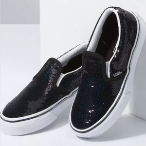 Vans Classic Slip-On Shoes Sequins Black Women's
